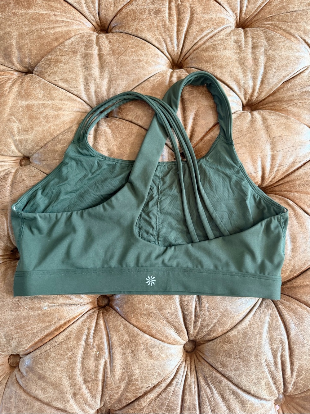 Athleta Olive Green Strappy Back Sports Bra Medium M? Athletic Yoga Workout
